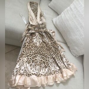 Roberto Cavalli halter cheetah silk/satin dress. Made in Italy. Size 46